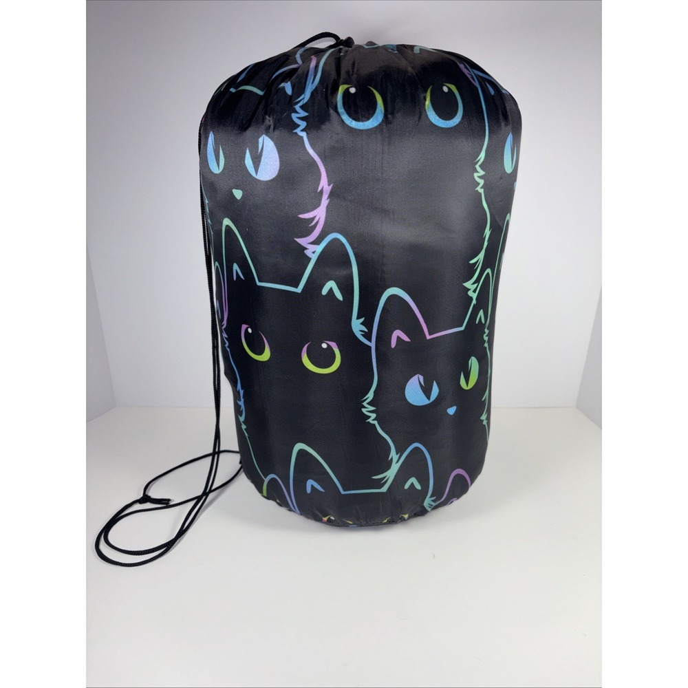 Nnetm Black Neon Cat Sleeping Bag Lightweight Outdoor Quilt Kids Adult 91x31